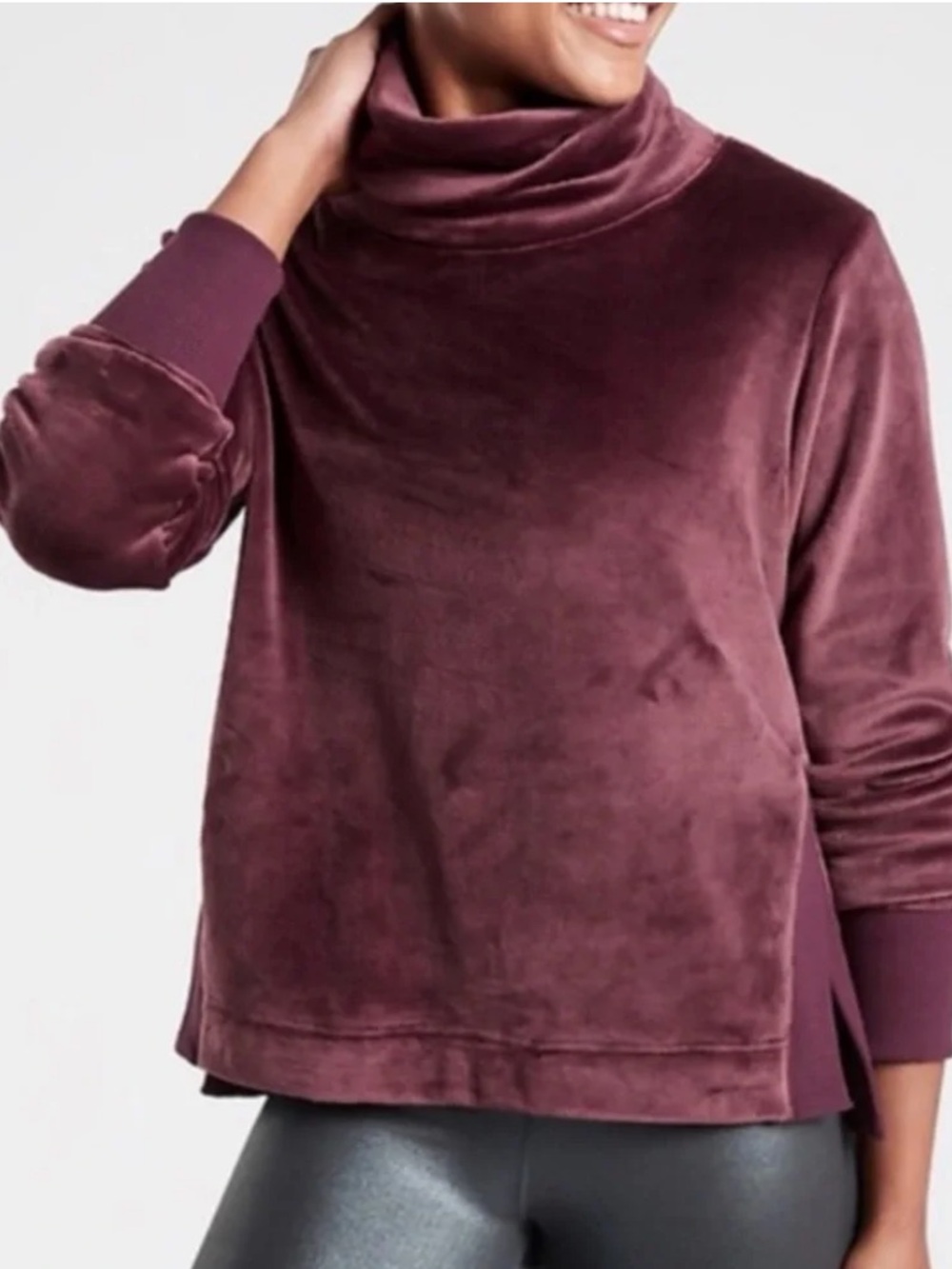 Athleta Double Cozy Karma Funnel Neck sweatshirt Small